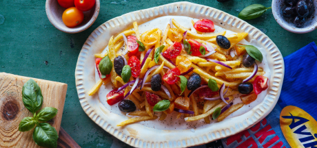 Skinny Fries na mediteranskom sosu od belog luka